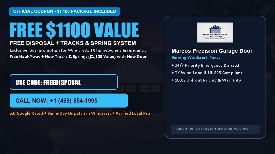 FREE Old Door Haul-Away & Heavy-Duty Tracks in Windcrest, TX - Marcos Precision Garage Door